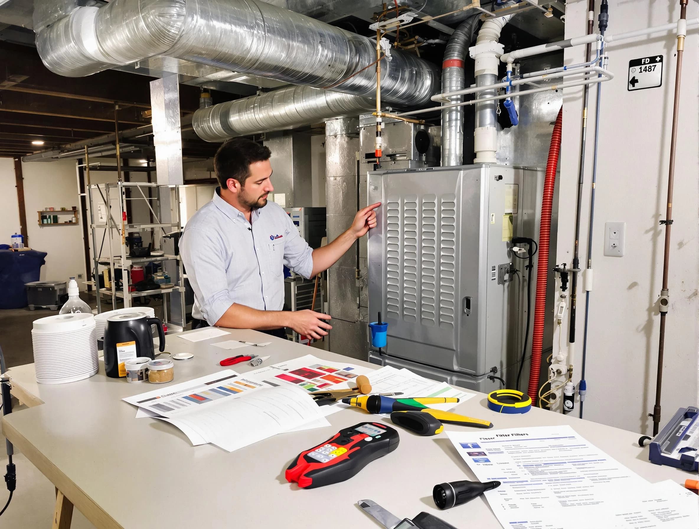 Farr West Air Duct Cleaning inspector conducting detailed filter system evaluation using professional diagnostic tools in Farr West