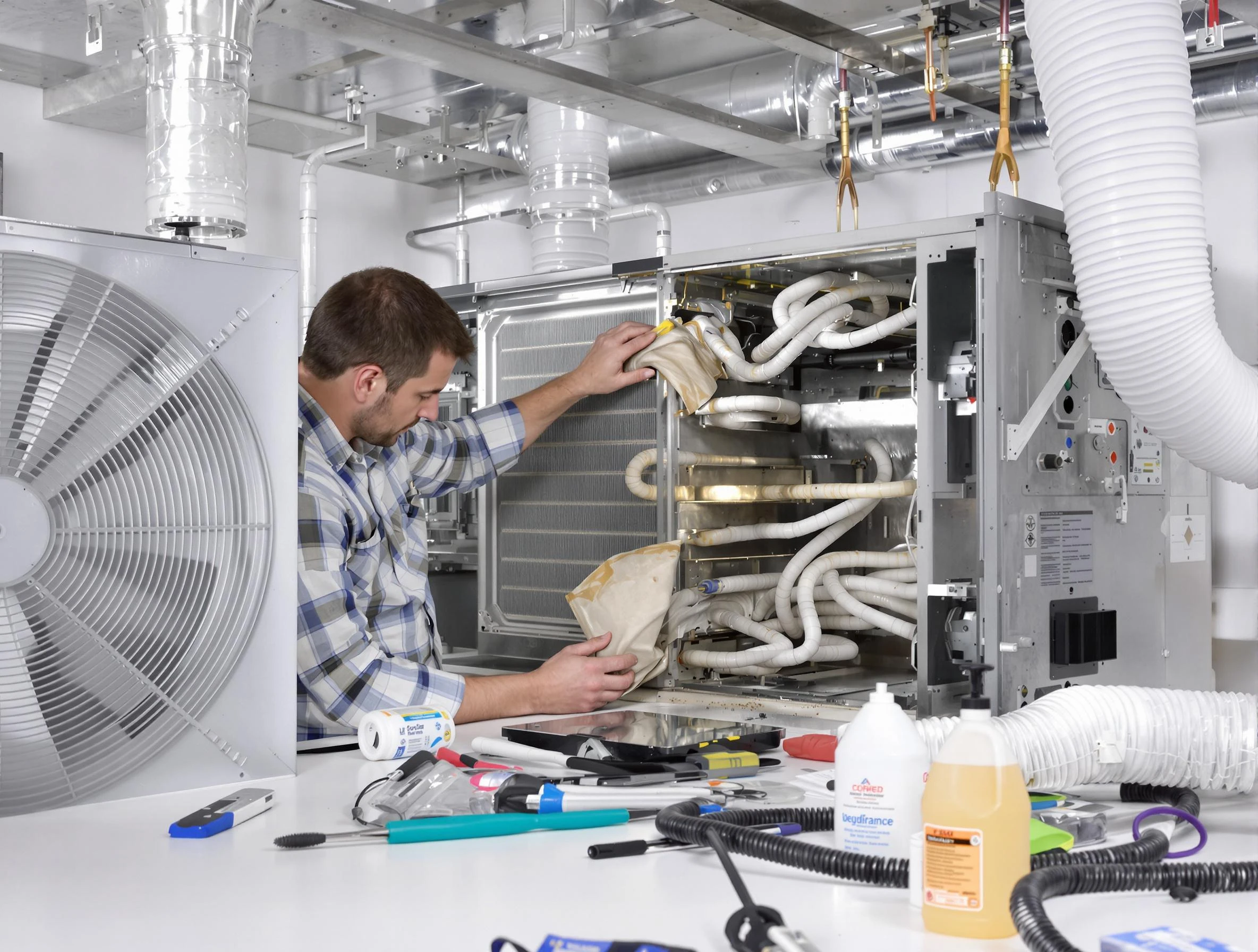 Farr West Air Duct Cleaning specialist performing precision AC coil cleaning in Farr West